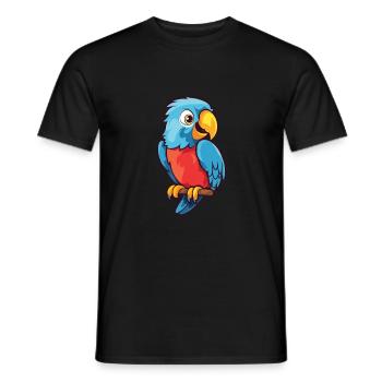 Papageien-Karikatur-Kawaii-Aquarell-Illustration - Männer T-Shirt - Schwarz - Vorne - AI Model Male 178 light (178cm)