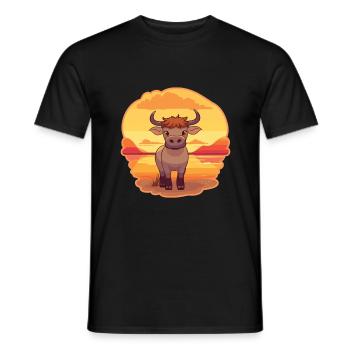 Bull Lustige Karikatur Kawaii Strand Illustration - Männer T-Shirt - Schwarz - Vorne - AI Model Male 178 light (178cm)