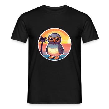 Vogel lustige Karikatur Kawaii Strand Illustration - Männer T-Shirt - Schwarz - Vorne - AI Model Male 178 light (178cm)