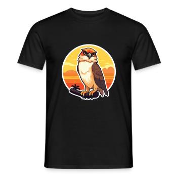 Falcon Funny Cartoon Kawaii Beach Illustration - Men's T-Shirt - black - Front - AI Model Male 178 light (178cm)