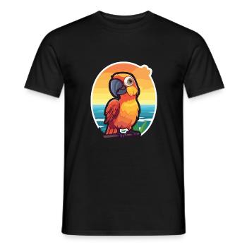 Papagei Lustige Karikatur Kawaii Strand Illustration - Männer T-Shirt - Schwarz - Vorne - AI Model Male 178 light (178cm)