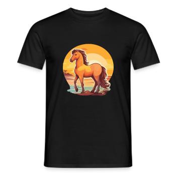Pferd lustige Karikatur Kawaii Strand Illustration - Männer T-Shirt - Schwarz - Vorne - AI Model Male 178 light (178cm)