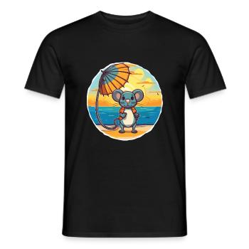 Ratte Lustige Karikatur Kawaii Strand Illustration - Männer T-Shirt - Schwarz - Vorne - AI Model Male 178 light (178cm)