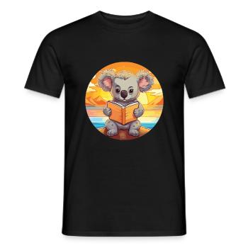 Koala Mignon Drôle Dessin Animé Kawaii Livre Plage - T-shirt homme - noir - Devant - AI Model Male 178 light (178cm)
