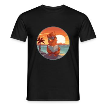 Hahn Niedlich Lustige Karikatur Kawaii Buch Strand - Männer T-Shirt - Schwarz - Vorne - AI Model Male 178 light (178cm)