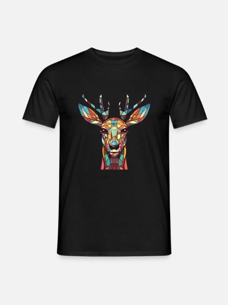 Sarna Kolorowa Akwarela Zwierzę Ilustracja - T-shirt męski - czarny
