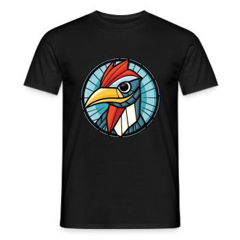 Specht bunte Aquarell Tier Illustration - Männer T-Shirt - Schwarz - Vorne - AI Model Male 178 light (178cm)