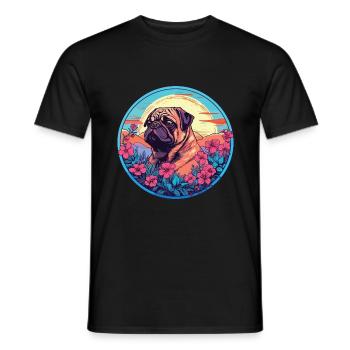 Bunter Hund Buntes Aquarell Tier Cartoon - Männer T-Shirt - Schwarz - Vorne - AI Model Male 178 light (178cm)