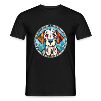 Dalmatiner Hund Buntes Aquarell Tier Karikatur - Männer T-Shirt - Schwarz - Vorne - AI Model Male 178 light (178cm)