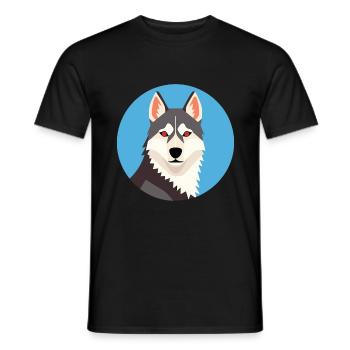 Husky Hund Bunte Aquarell Tier Illustration - Männer T-Shirt - Schwarz - Vorne - AI Model Male 178 light (178cm)