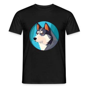 Husky Hund Bunte Aquarell Tier Illustration - Männer T-Shirt - Schwarz - Vorne - AI Model Male 178 light (178cm)