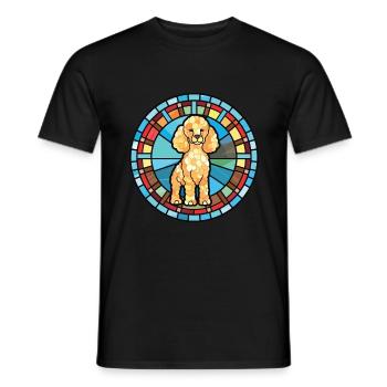 Caniche Chien Aquarelle Colorée Animal Illustration - T-shirt homme - noir - Devant - AI Model Male 178 light (178cm)