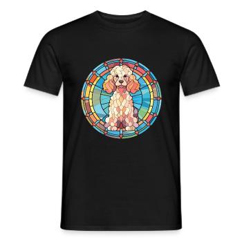 Caniche Chien Aquarelle Colorée Animal Illustration - T-shirt homme - noir - Devant - AI Model Male 178 light (178cm)
