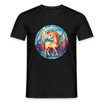 Poney Bébé Cheval Aquarelle Colorée Animal Cartoon - T-shirt homme - noir - Devant - AI Model Male 178 light (178cm)