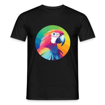 Parrot Colorful Watercolor Animal Pet Illustration - Men's T-Shirt - black - Front - AI Model Male 178 light (178cm)