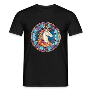 Einhorn bunte Aquarell-Tier-Illustration - Männer T-Shirt - Schwarz - Vorne - AI Model Male 178 light (178cm)