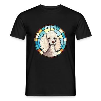 Poodle Dog Colorful Watercolor Animal Illustration - Men's T-Shirt - black - Front - AI Model Male 178 light (178cm)