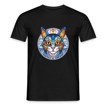 Égée Cat Breed Illustration à l’aquarelle colorée - T-shirt homme - noir - Devant - AI Model Male 178 light (178cm)