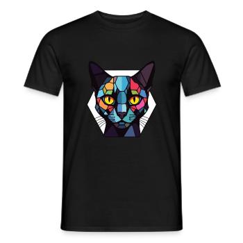 Bombay Cat Breed Illustration aquarelle colorée - T-shirt homme - noir - Devant - AI Model Male 178 light (178cm)
