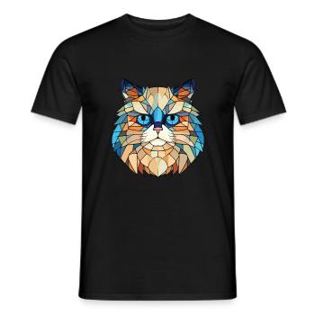 Chat de l’Himalaya aquarelle colorée Illustration pour animaux de compagnie - T-shirt homme - noir - Devant - AI Model Male 178 light (178cm)