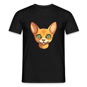 Abessinische Kurzhaarkatze Karikatur Aquarell Kunst - Männer T-Shirt - Schwarz - Vorne - AI Model Male 178 light (178cm)