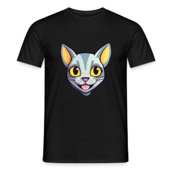 Arabian Egyptian Mau Cat Cartoon Watercolor Art - Men's T-Shirt - black - Front - AI Model Male 178 light (178cm)