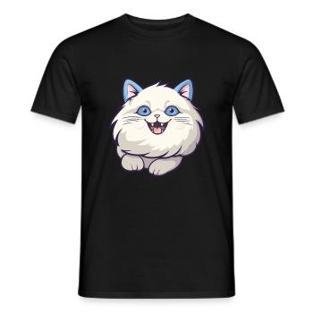 Ragdoll Cat Cartoon Illustration à l’aquarelle - T-shirt homme - noir - Devant - AI Model Male 178 light (178cm)