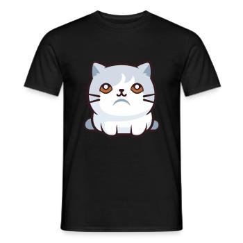 Schottische Falte Kurzhaar Katze Karikatur Aquarell Kunst - Männer T-Shirt - Schwarz - Vorne - AI Model Male 178 light (178cm)