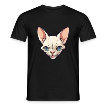 Sphynx Cat Cartoon Watercolor Illustration - Men's T-Shirt - black - Front - AI Model Male 178 light (178cm)