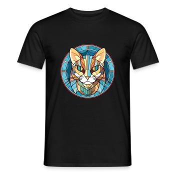 Égée Cat Breed Illustration à l’aquarelle colorée - T-shirt homme - noir - Devant - AI Model Male 178 light (178cm)