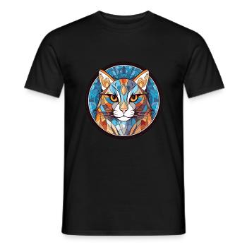 Égée Cat Breed Illustration à l’aquarelle colorée - T-shirt homme - noir - Devant - AI Model Male 178 light (178cm)
