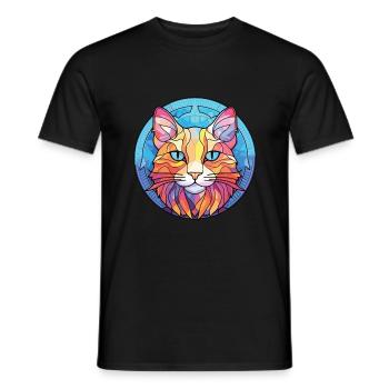 Australische Nebelkatze Bunte Aquarell-Karikatur - Männer T-Shirt - Schwarz - Vorne - AI Model Male 178 light (178cm)