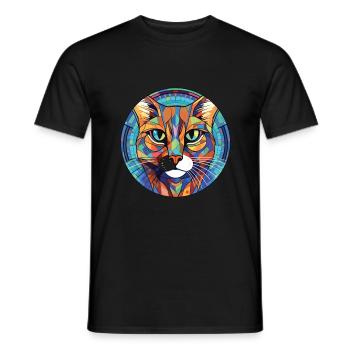 Californie Spangled Cat coloré aquarelle animal de compagnie - T-shirt homme - noir - Devant - AI Model Male 178 light (178cm)