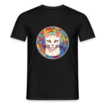 Burmilla Cat Colorful Watercolor Pet Illustration - Men's T-Shirt - black - Front - AI Model Male 178 light (178cm)