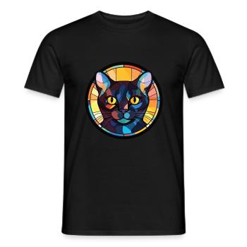 Bombay Cat Breed Illustration aquarelle colorée - T-shirt homme - noir - Devant - AI Model Male 178 light (178cm)