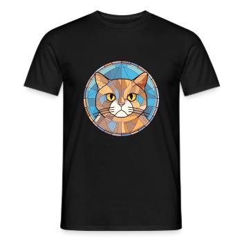 Britische Falte Kurzhaarkatze buntes Aquarell - Männer T-Shirt - Schwarz - Vorne - AI Model Male 178 light (178cm)