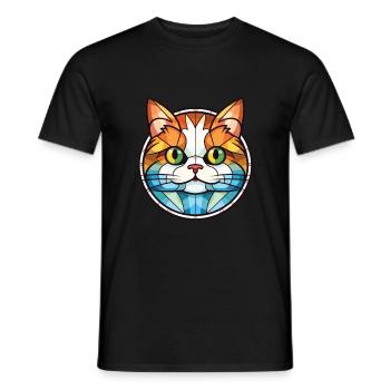 Munchkin-Katze bunte Aquarell-Haustier-Illustration - Männer T-Shirt - Schwarz - Vorne - AI Model Male 178 light (178cm)