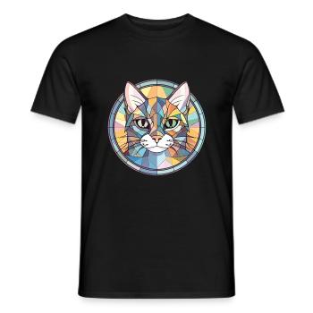 Minskin Cat Breed Illustration aquarelle colorée - T-shirt homme - noir - Devant - AI Model Male 178 light (178cm)