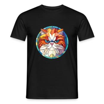 Persische Katze Rasse bunte Aquarell-Illustration - Männer T-Shirt - Schwarz - Vorne - AI Model Male 178 light (178cm)