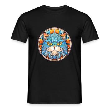 Persische Katze Rasse bunte Aquarell-Illustration - Männer T-Shirt - Schwarz - Vorne - AI Model Male 178 light (178cm)