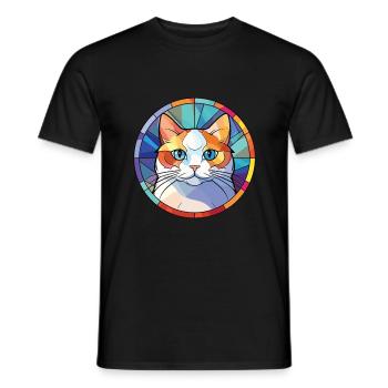 Munchkin-Katze bunte Aquarell-Haustier-Illustration - Männer T-Shirt - Schwarz - Vorne - AI Model Male 178 light (178cm)