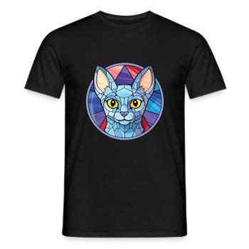 Korat Cat Cat Breed Illustration aquarelle colorée - T-shirt homme - noir - Devant - AI Model Male 178 light (178cm)