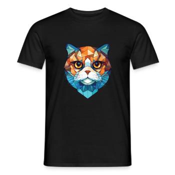 Scottish Fold chat coloré aquarelle Illustration - T-shirt homme - noir - Devant - AI Model Male 178 light (178cm)