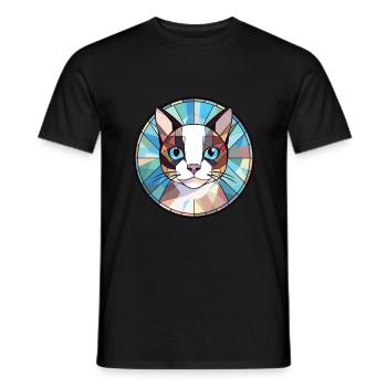 Schneeschuhkatze Buntes Aquarell Haustier Illustration - Männer T-Shirt - Schwarz - Vorne - AI Model Male 178 light (178cm)