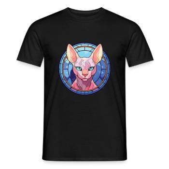 Sphynx Cat Breed Colorful Watercolor Illustration - Men's T-Shirt - black - Front - AI Model Male 178 light (178cm)