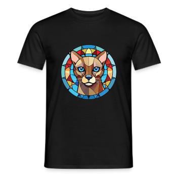 Chat tonkinois coloré aquarelle pour animaux de compagnie Illustration - T-shirt homme - noir - Devant - AI Model Male 178 light (178cm)