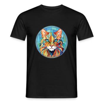 Laperm Cat Breed Illustration aquarelle colorée - T-shirt homme - noir - Devant - AI Model Male 178 light (178cm)
