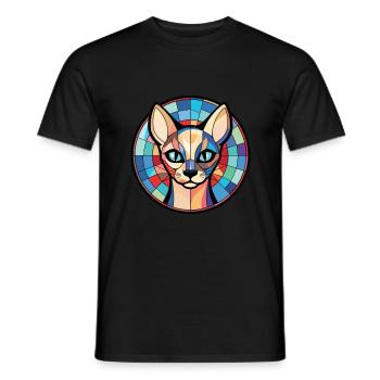 Race de chat siamois coloré aquarelle Illustration - T-shirt homme - noir - Devant - AI Model Male 178 light (178cm)