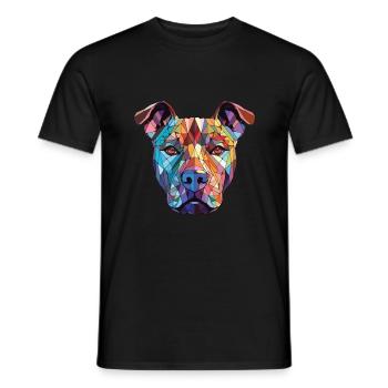 American Pitbull Terrier Dog Breed Watercolor - Men's T-Shirt - black - Front - AI Model Male 178 light (178cm)
