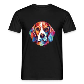 Beagle Hunderasse bunte Aquarell-Illustration - Männer T-Shirt - Schwarz - Vorne - AI Model Male 178 light (178cm)
